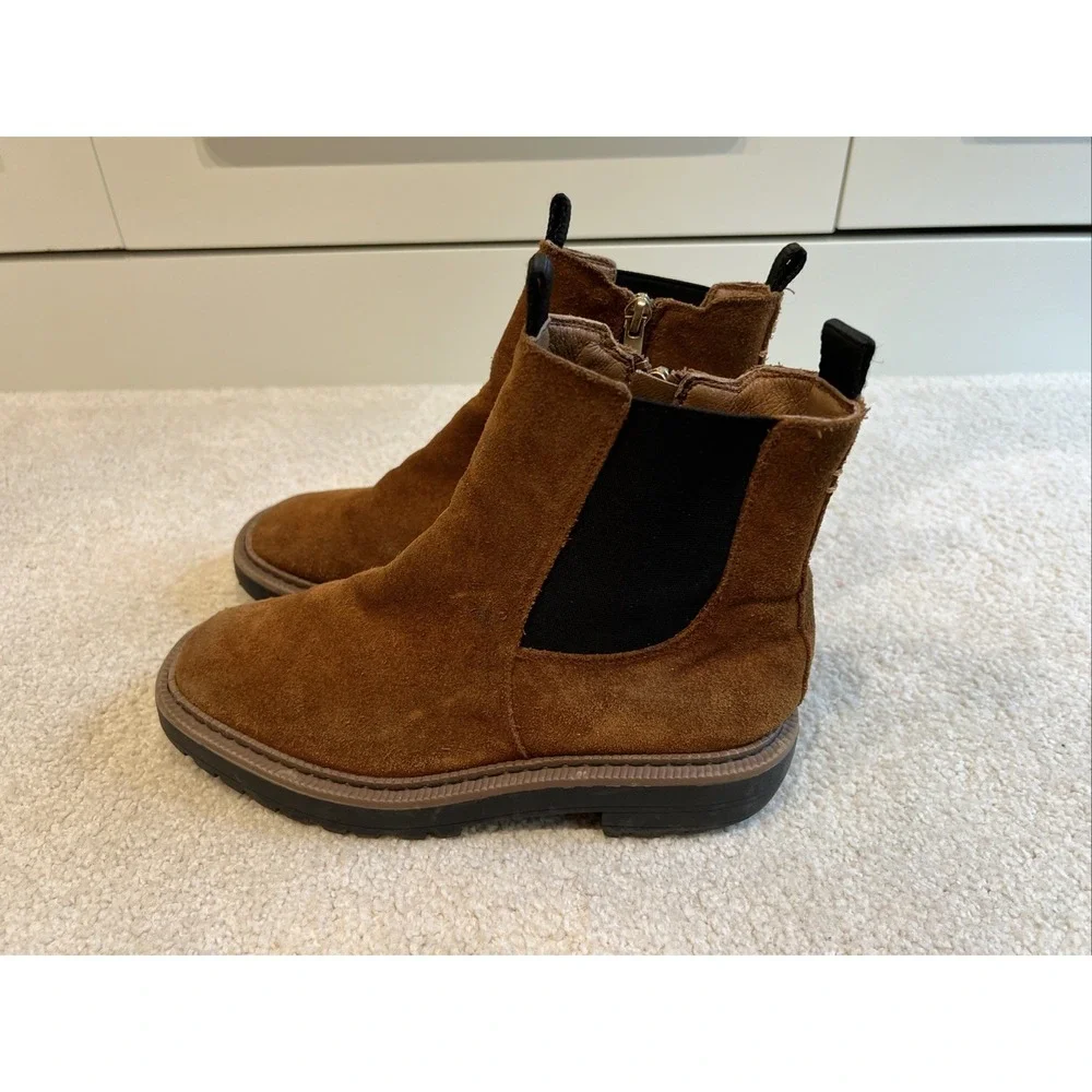 Sam Edelman Laguna Kids Frontier Brown Suede Chelsea Boot Size 4 Waterproof